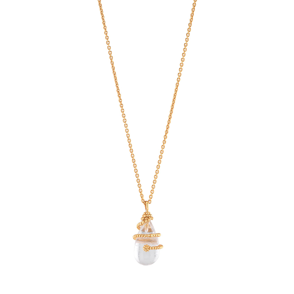 Lily Charm Necklace in Clear Quartz