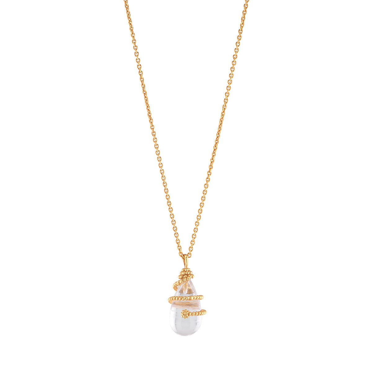 Lily Charm Necklace in Clear Quartz