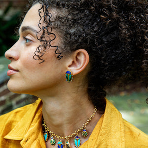 Scarab Mismatched Stud Earrings in Multi
