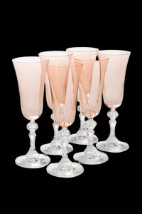 Estelle Colored Regal Flute With Clear Stem, Set of 6 in Blush Pink