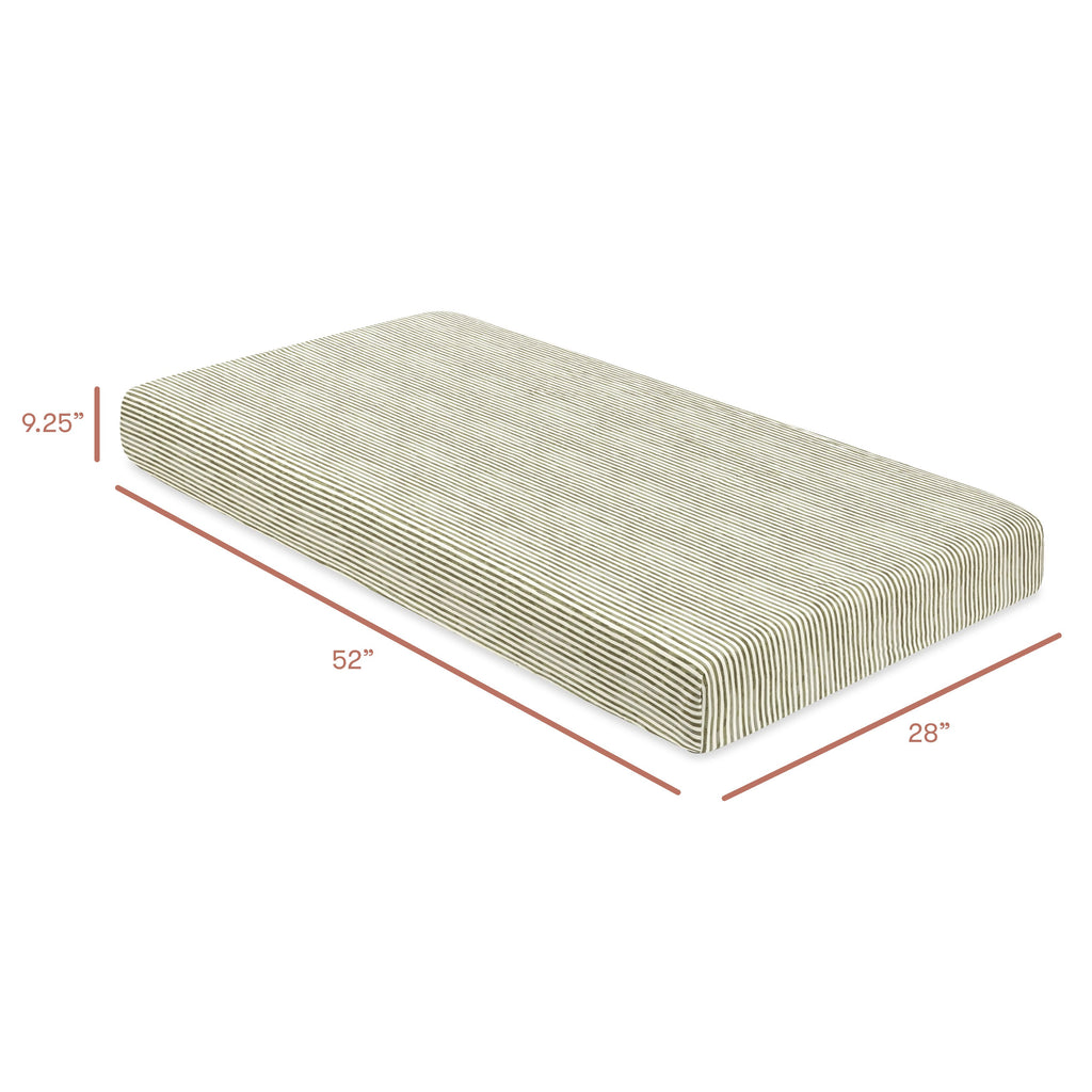 Crib Sheet in GOTS Certified Organic Brushed Cotton by Nate Berkus in Juniper Stripe