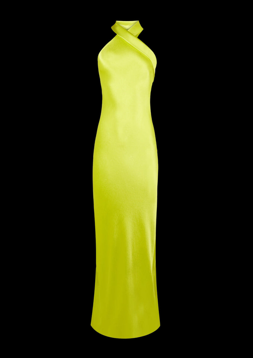 Pandora Dress in Lime Yellow