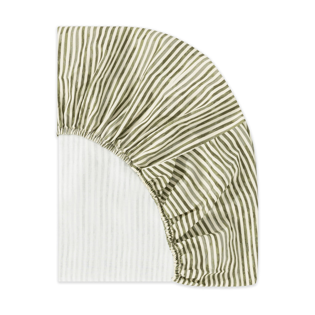 All-Stages® Midi Crib Sheet in GOTS Certified Organic Brushed Cotton by Nate Berkus in Juniper Stripe