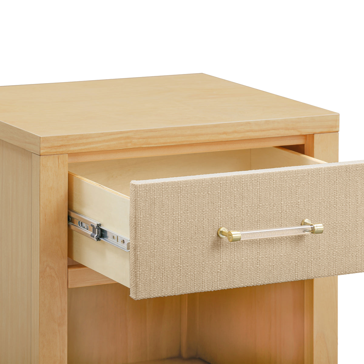 Eloise Assembled Nightstand in Honey and Performance Sand Eco-Weave