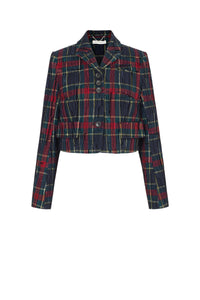 Chapel Jacket in Red & Green Flocked Check