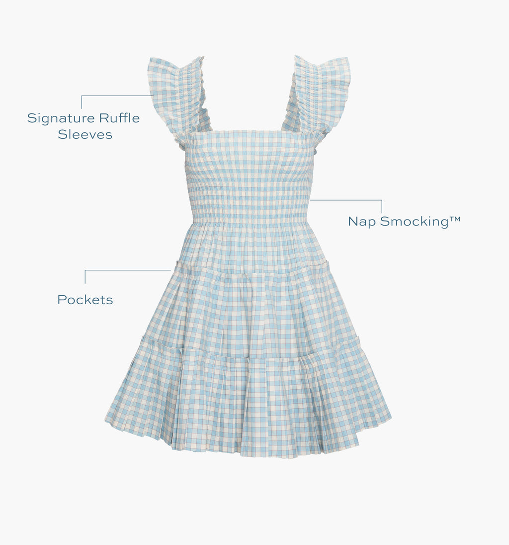 The Charlotte Nap Dress in Blue & Red Gingham