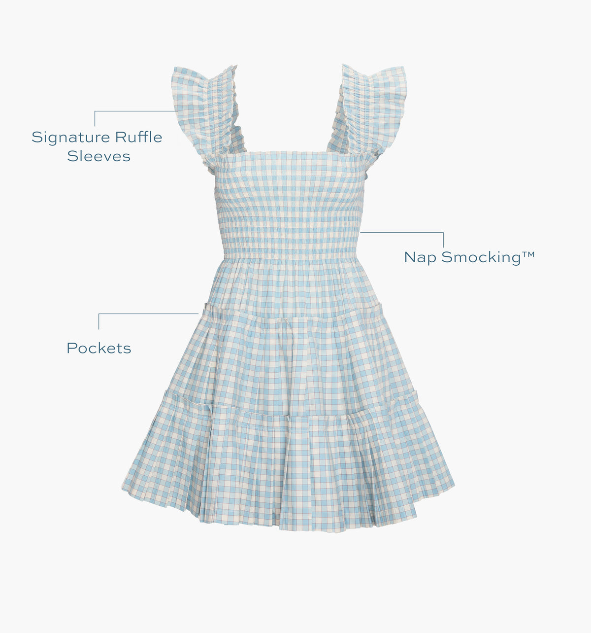The Charlotte Nap Dress in Blue & Red Gingham