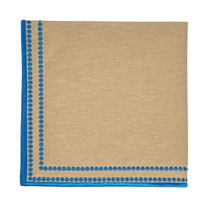 luxury tan napkin with blue decorative border 