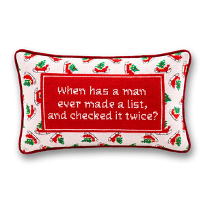 Check it Twice Needlepoint Pillow - front