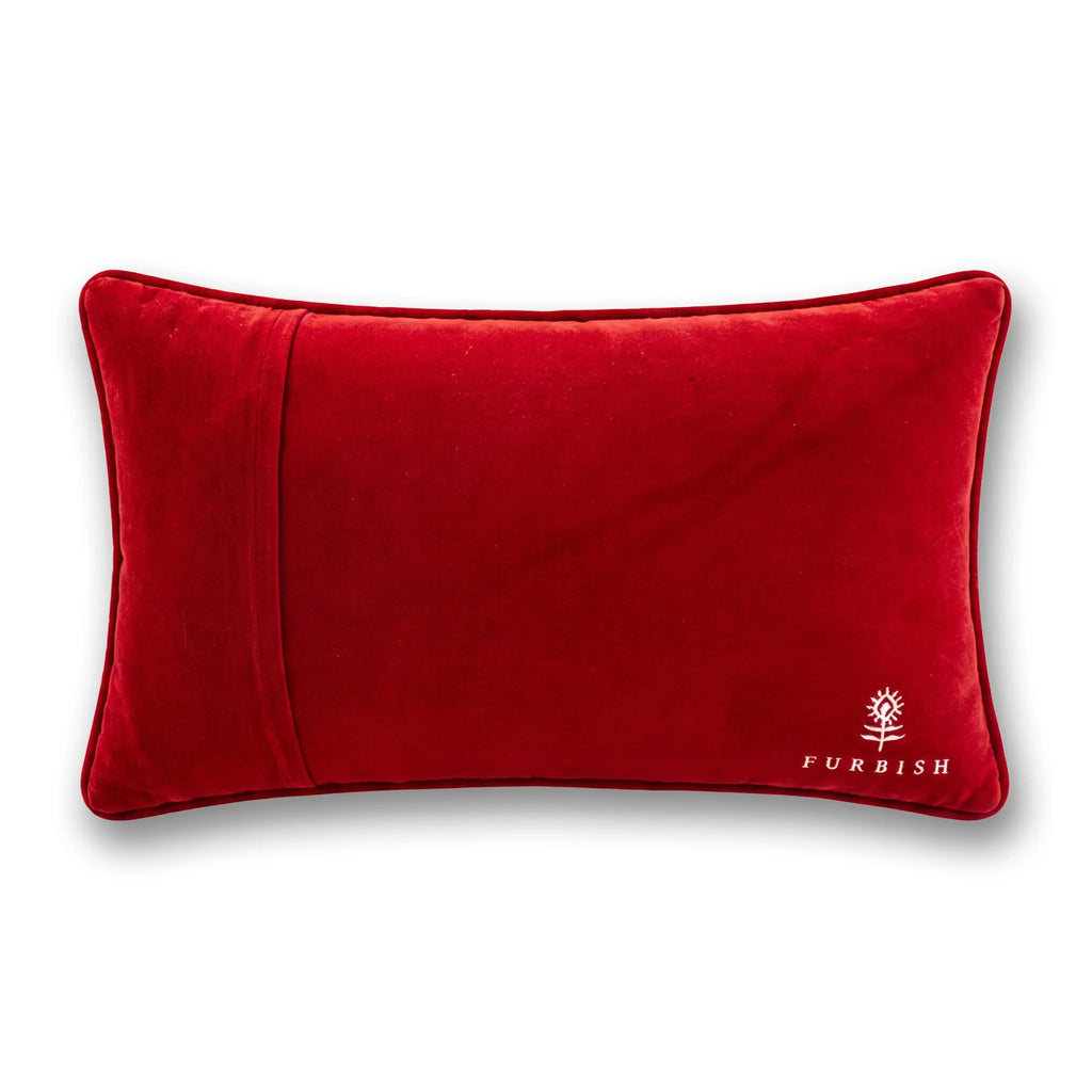 Check it Twice Needlepoint Pillow - velvet back