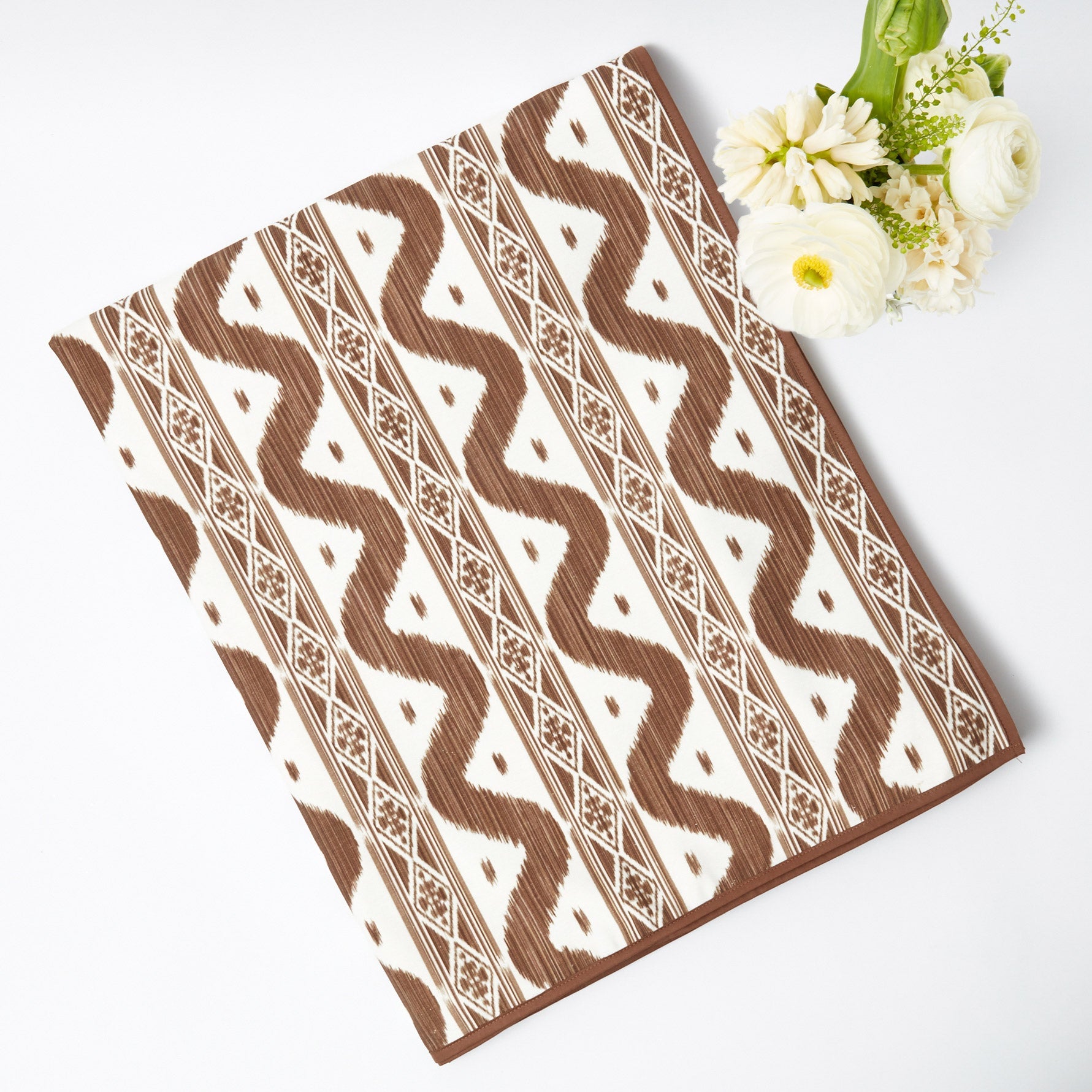 Chocolate Brown Ikat Tablecloth (Large)