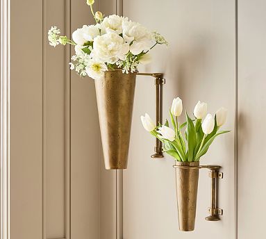 8" Chris Loves Julia Wall-Mounted Brass Vase