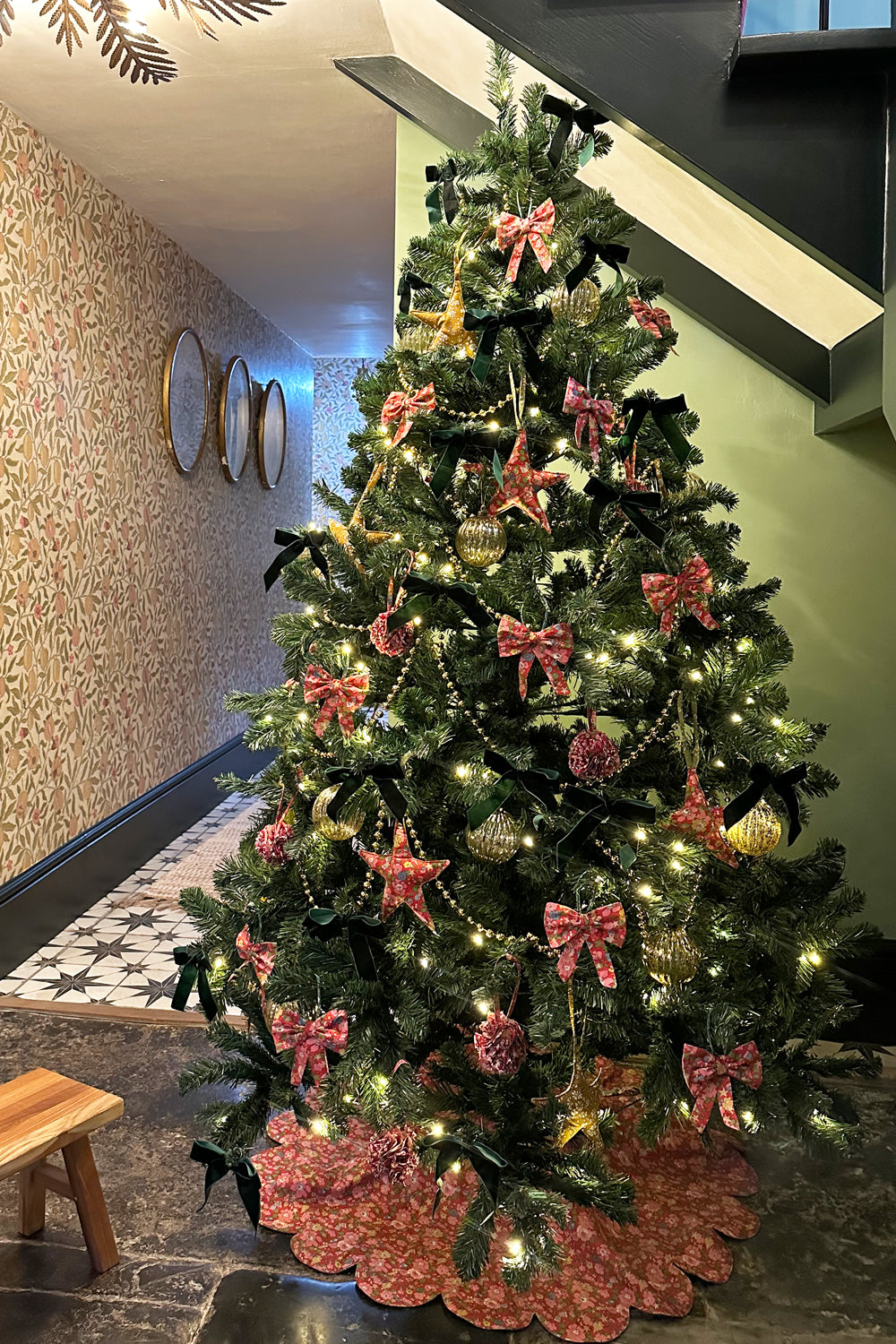 Christmas Tree Skirt Made With Liberty Fabric in Betsy Star