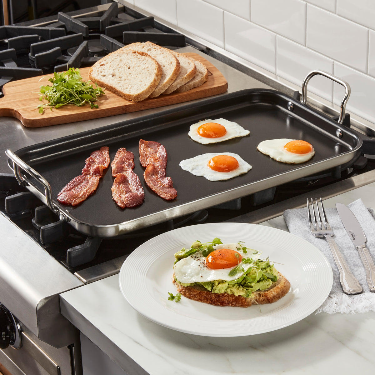 Double Burner Griddle in Stainless Steel