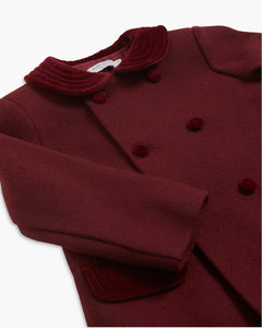 Girls' burgundy tweed coat