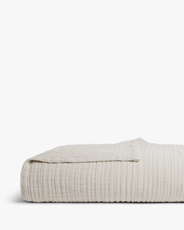 Cloud Linen Gauze Bed Blanket in Natural