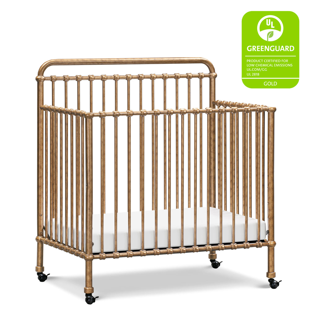 Winston 4-in-1 Convertible Mini Crib in Vintage Gold