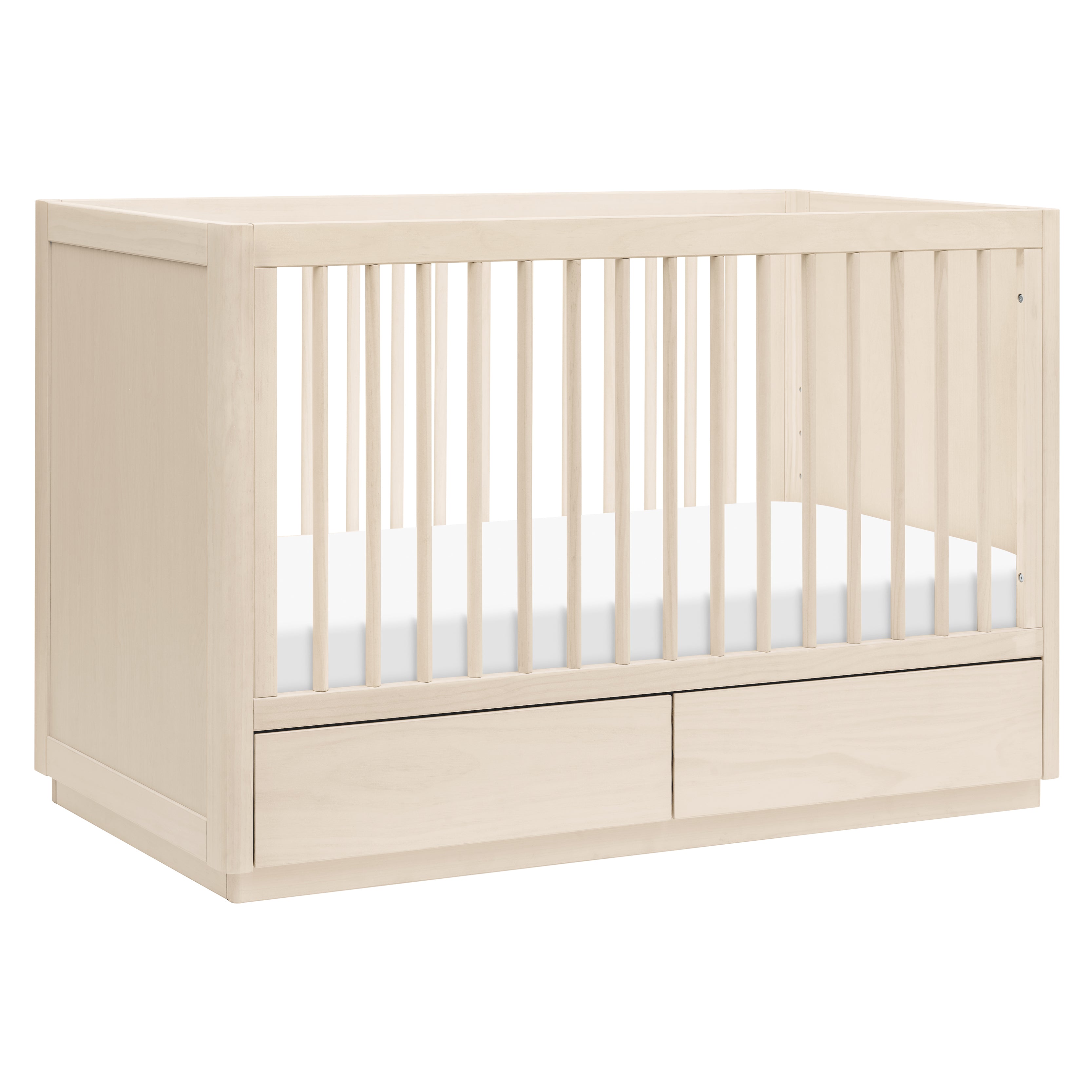 Bento 3-in-1 Convertible Storage Crib with Toddler Bed Conversion Kit in Washed Natural