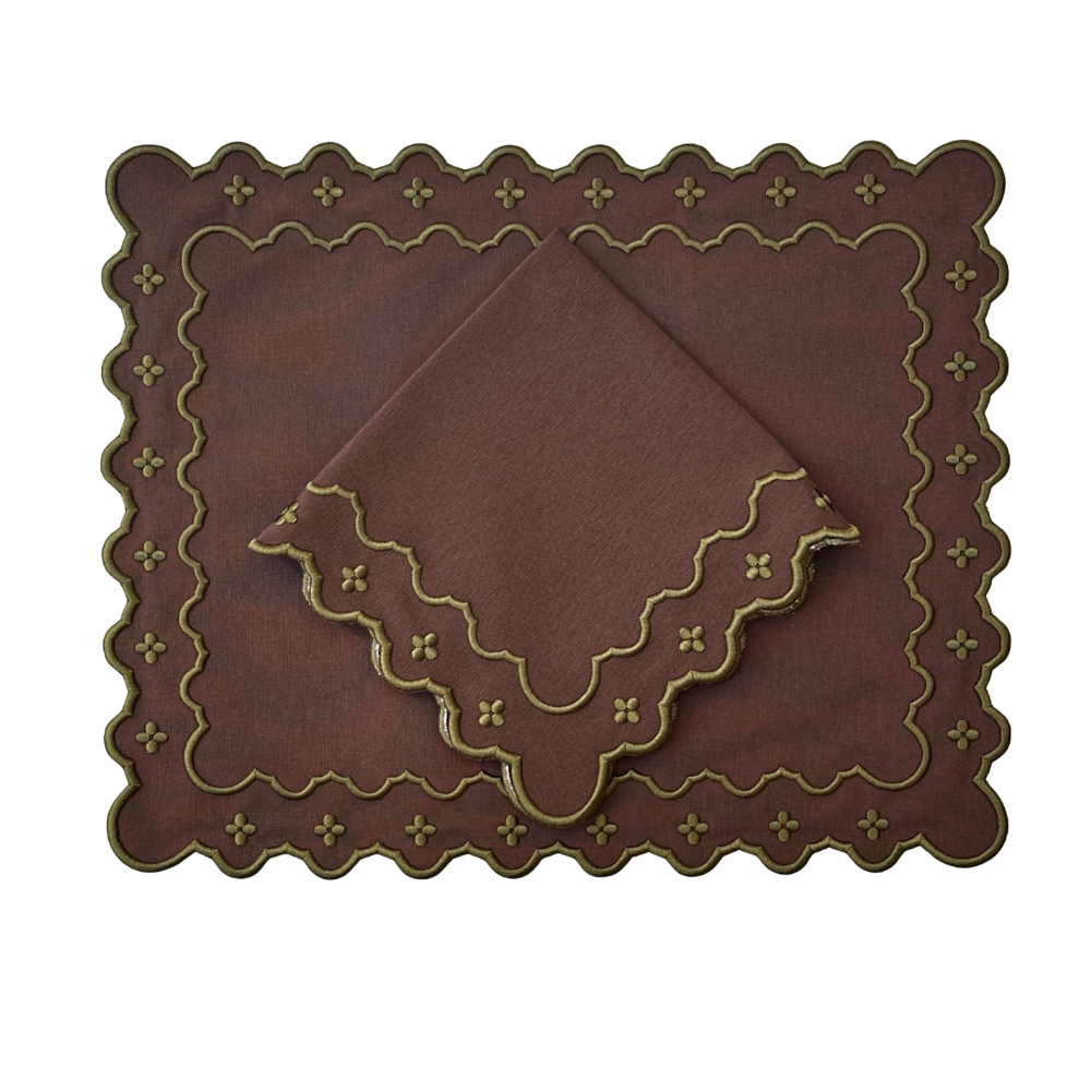 Georgina Napkin in Cocoa and Fern, Set of 4
