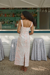 Long Slip Dress in Pink Pineapple