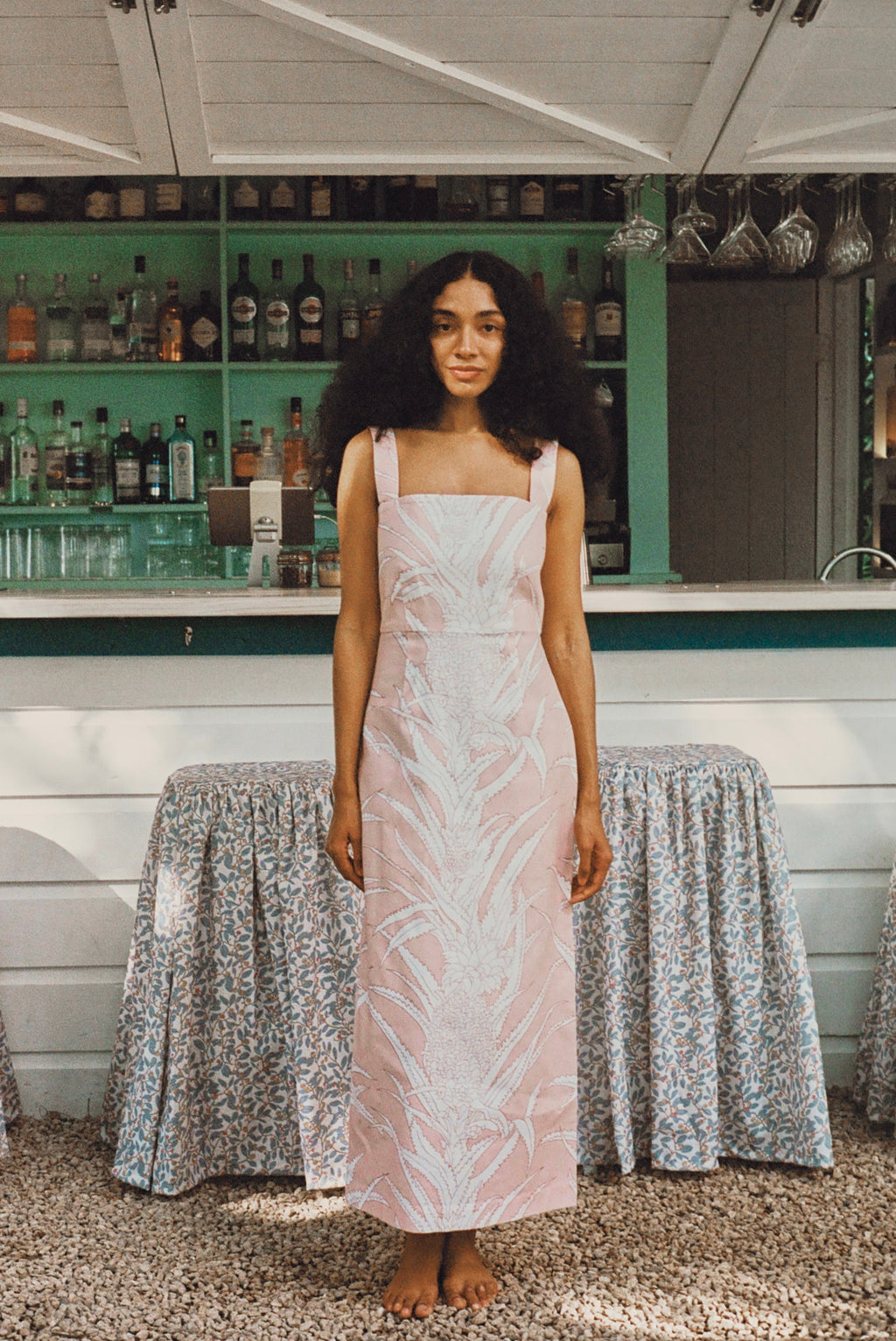Long Slip Dress in Pink Pineapple | Over The Moon Long Slip Dress in Pink Pineapple | Over The Moon