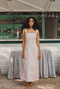 Long Slip Dress in Pink Pineapple