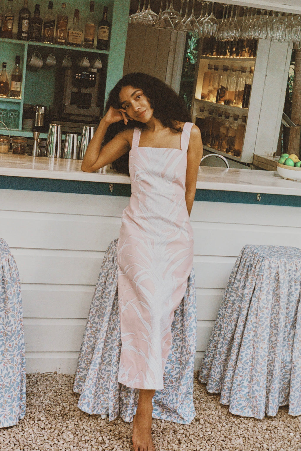 Long Slip Dress in Pink Pineapple | Over The Moon Long Slip Dress in Pink Pineapple | Over The Moon