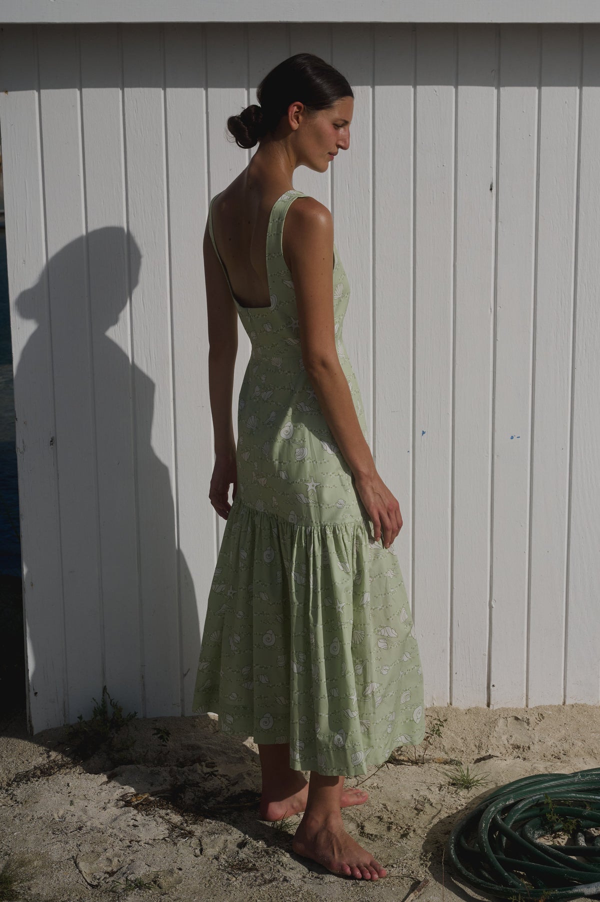 Low-Back Dress in Lime Shell