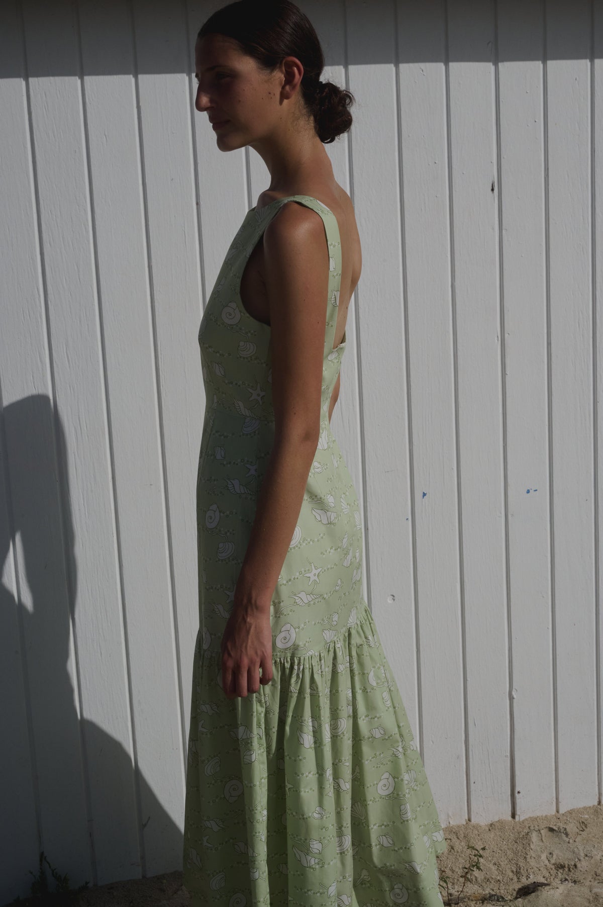 Low-Back Dress in Lime Shell