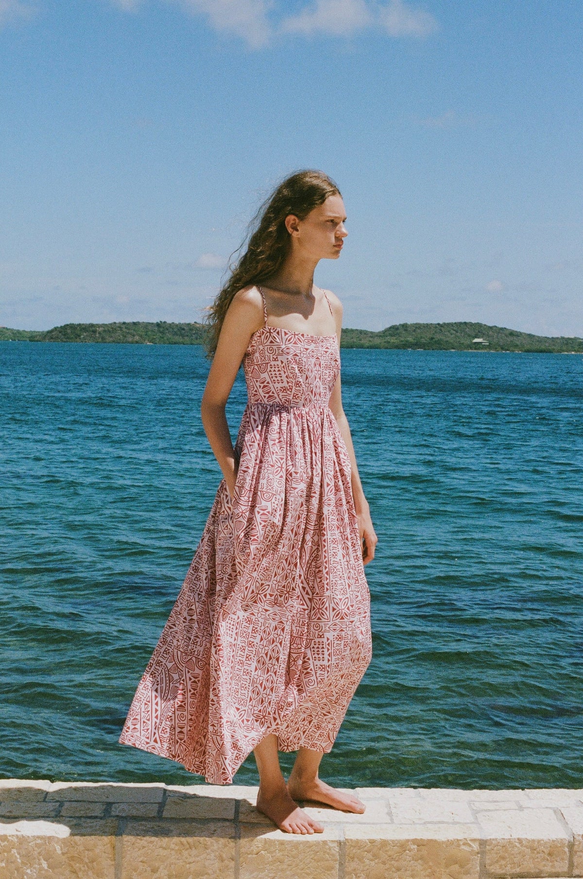 Emerson Dress in Pink Island Geometric