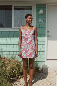Cappie Mini Dress in Antique Flower Heads