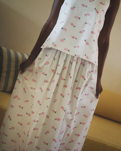 Elastic-Waist Skirt in Vintage Pink Fish