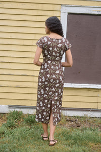 Charlie Dress in Brown Hibiscus