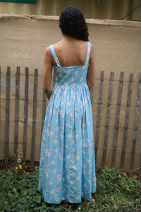 Scoop Neck Dress in Blue Hibiscus