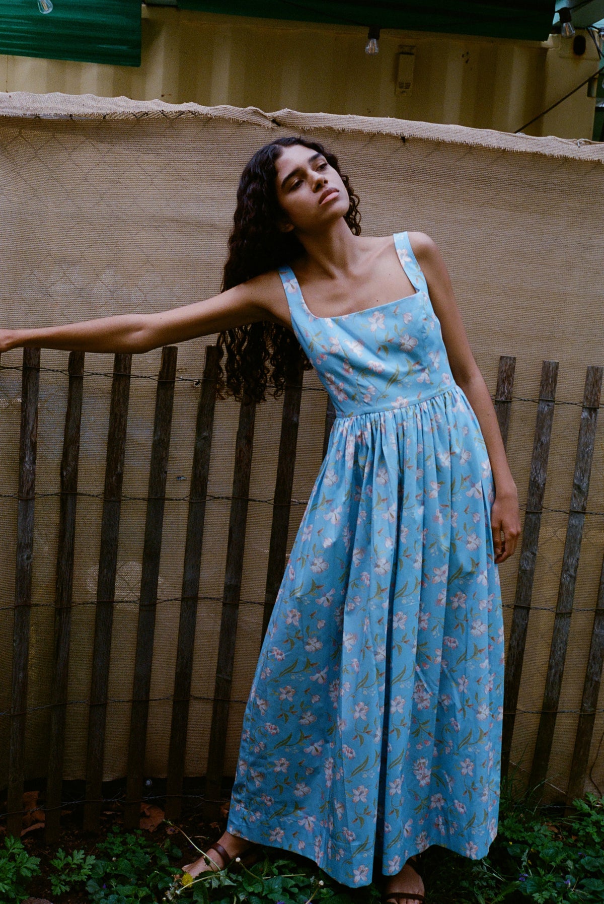 Scoop Neck Dress in Blue Hibiscus