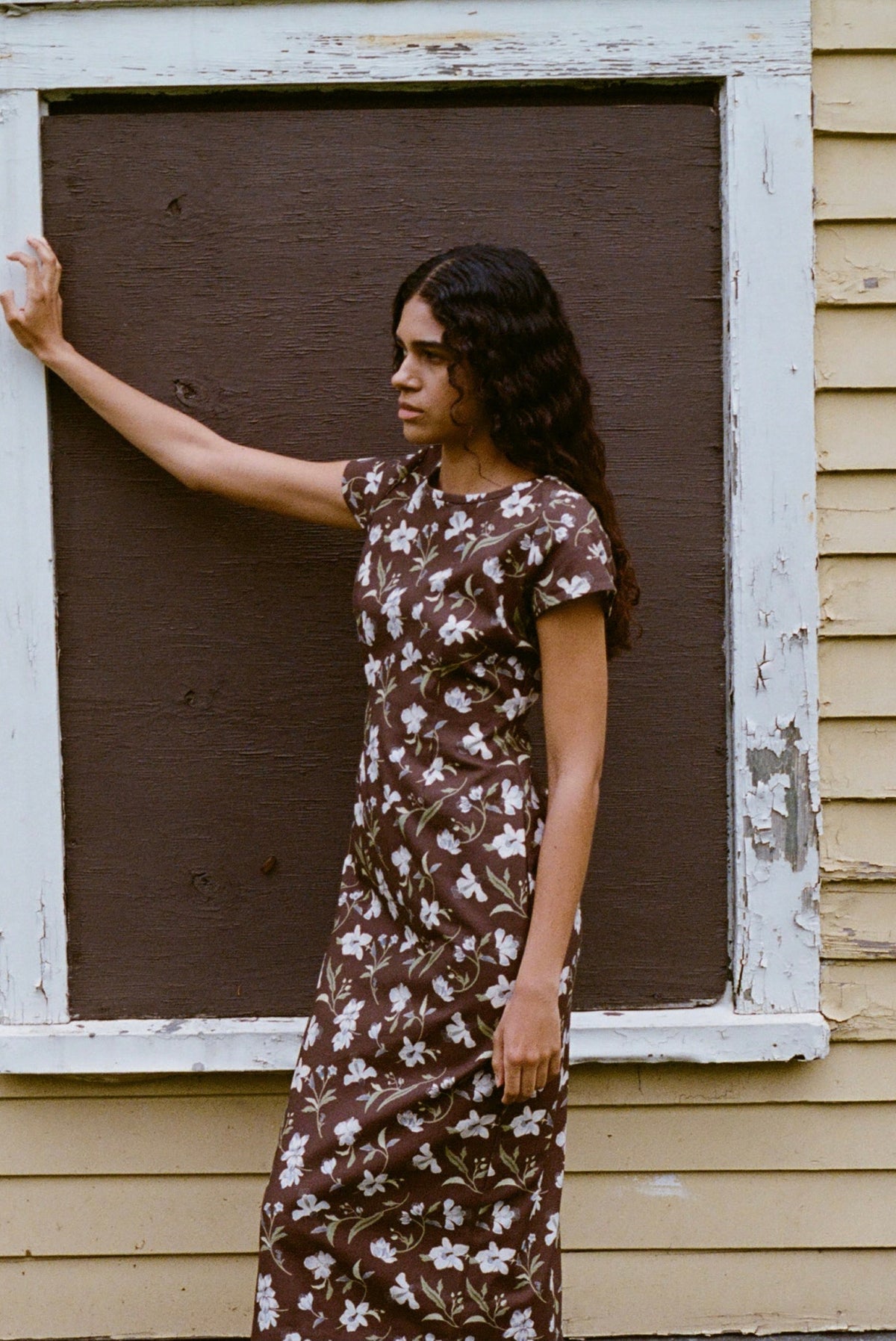 Charlie Dress in Brown Hibiscus