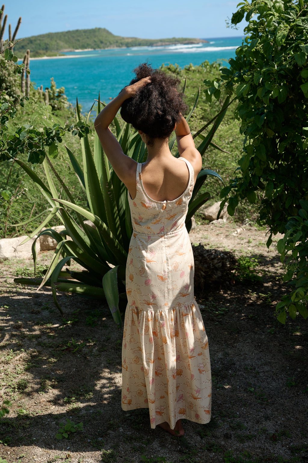 Double Drawstring Dress in Warm Shell