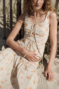 Double Drawstring Dress in Warm Shell