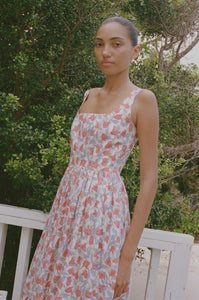 Scoop Neck Dress in Red Bougainvillea