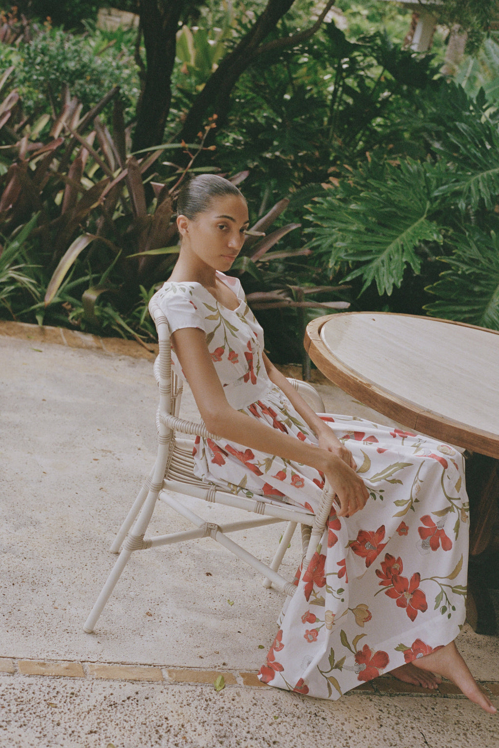 Mary Dress in Red Hibiscus