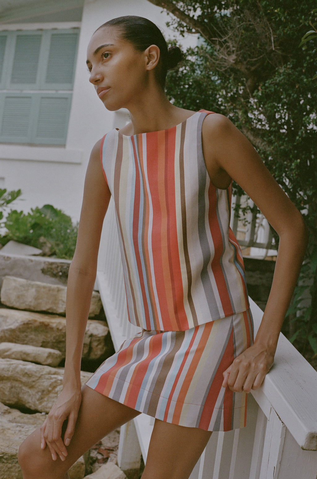 Boatneck Top in Vibrant Stripe