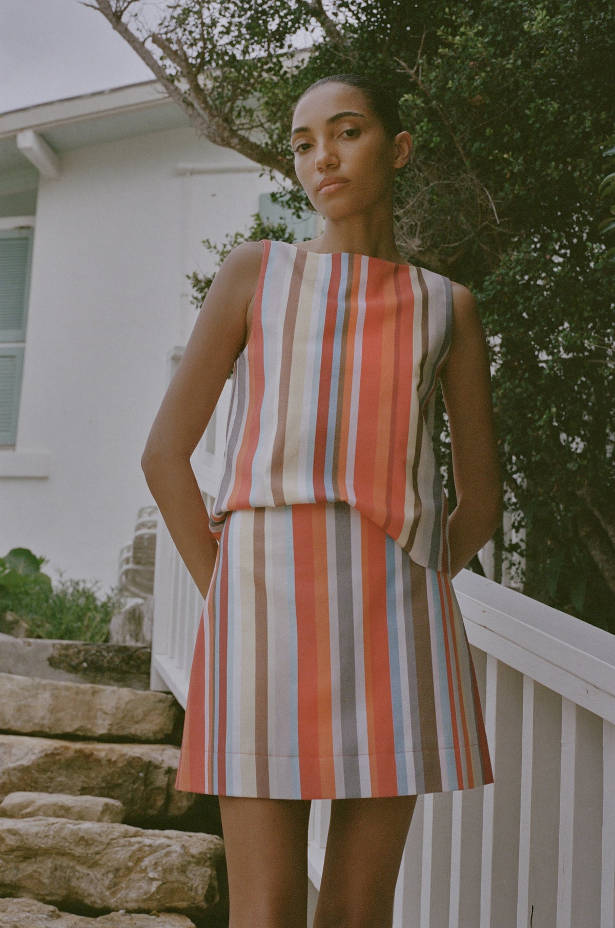 Boatneck Top in Vibrant Stripe