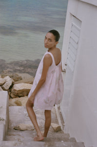 Pleated-Back Mini Dress in Rose Peace Lily