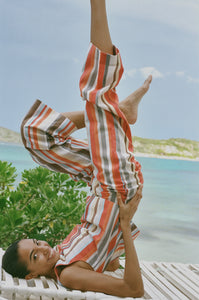 High-Waisted, Wide-Leg Pants in Vibrant Stripe
