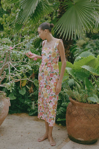 Long Slip Dress in Flower Heads