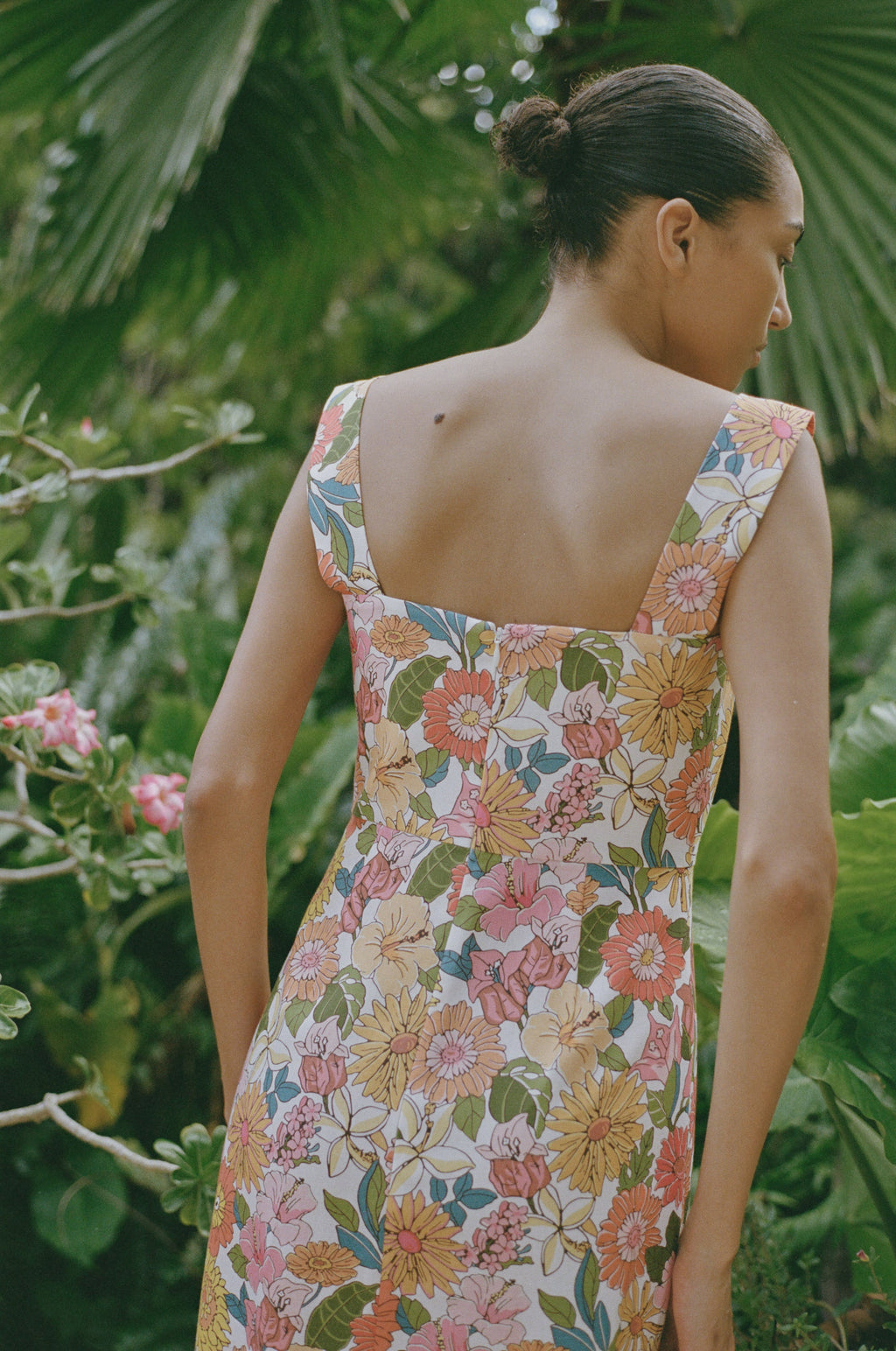 Long Slip Dress in Flower Heads