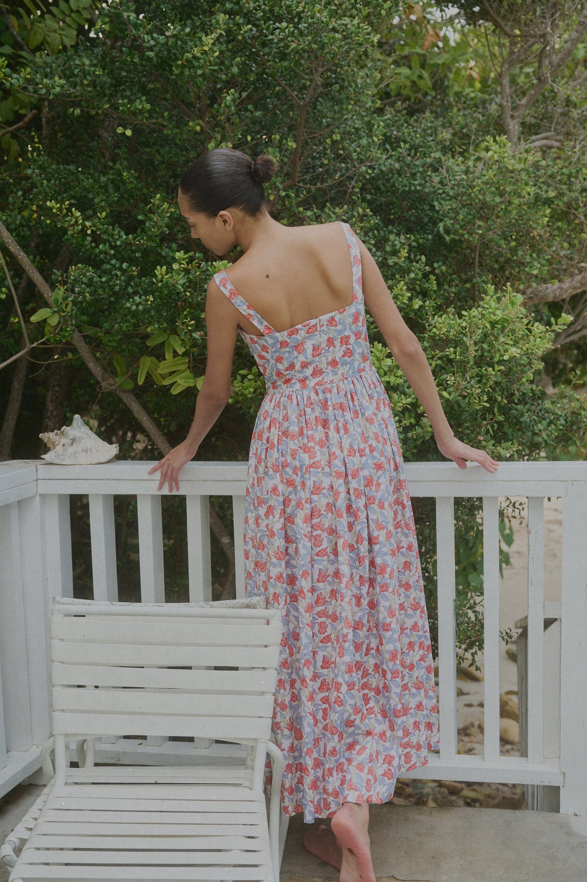 Scoop Neck Dress in Red Bougainvillea