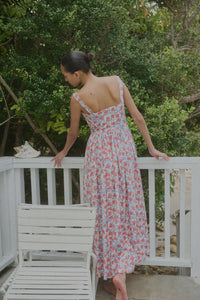 Scoop Neck Dress in Red Bougainvillea
