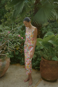 Long Slip Dress in Flower Heads
