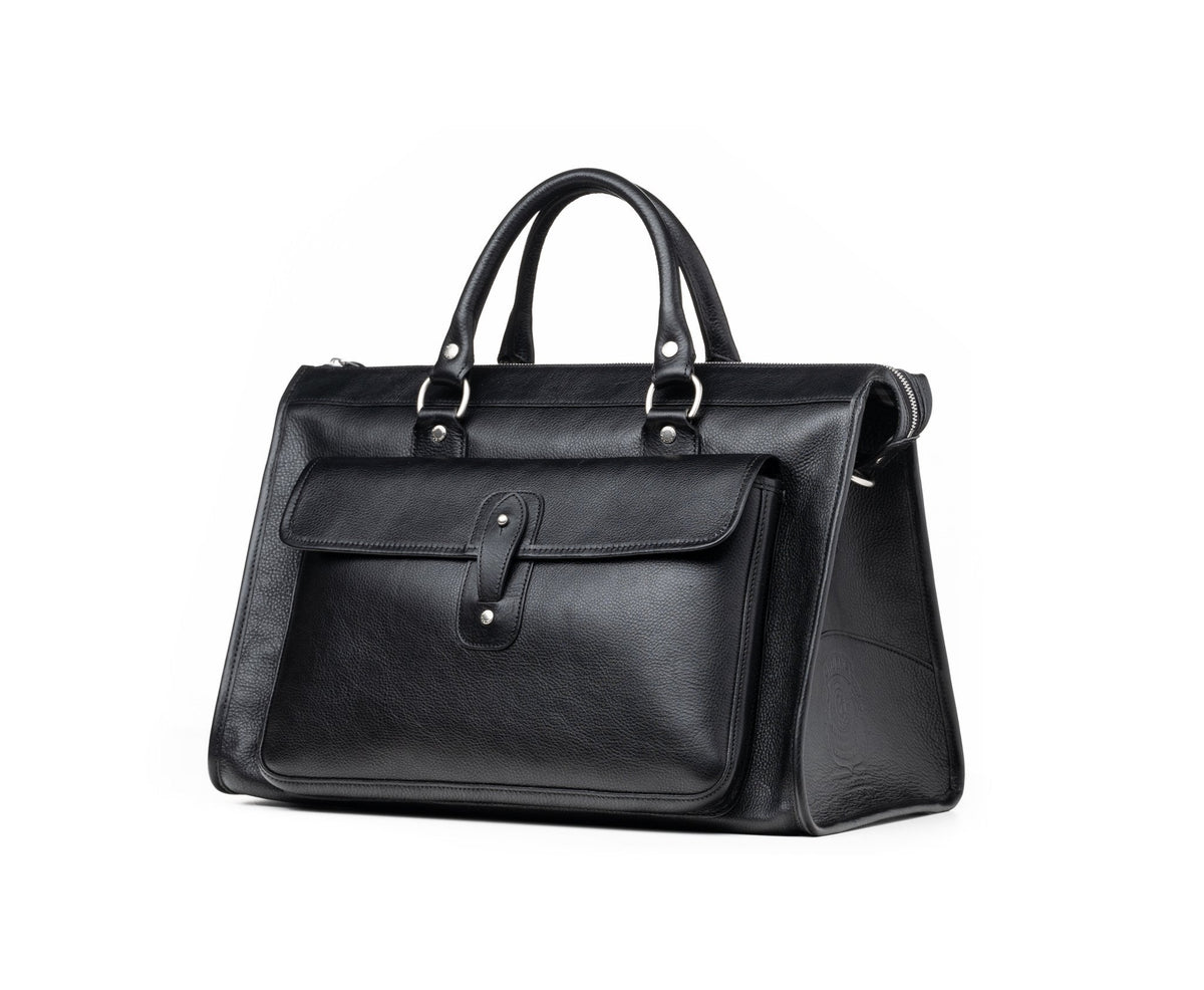 Vintage Black Leather Weekender Bag- Ghurka